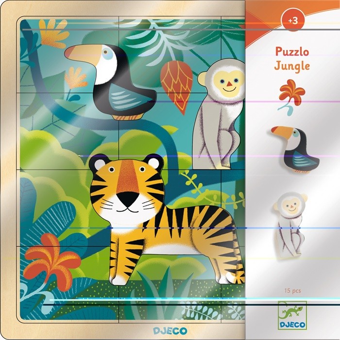 Puzzle din lemn Jungla Djeco, de la 3 ani