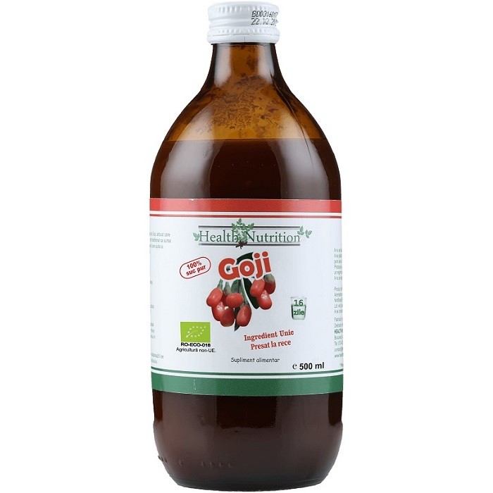 Suc de goji pur bio, fara zahar 500ml Health Nutrition