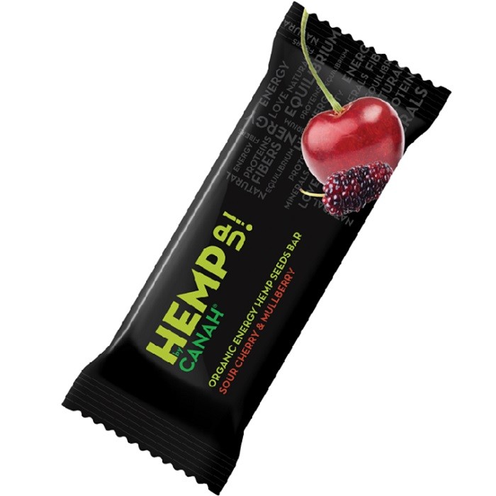 Baton cu seminte de canepa, visine si dude bio 48g Canah
