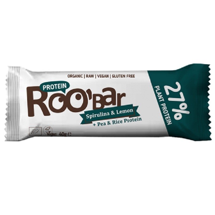 Baton proteic spirulina si lamaie Raw bio 40g Roobar