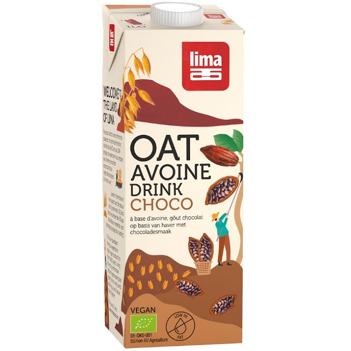 Bautura vegetala de ovaz cu ciocolata bio vegan 1L Lima