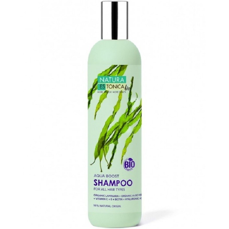 Sampon Aqua Boost cu acid hialuronic aloe vera si alge marine 400ml Natura Estonica