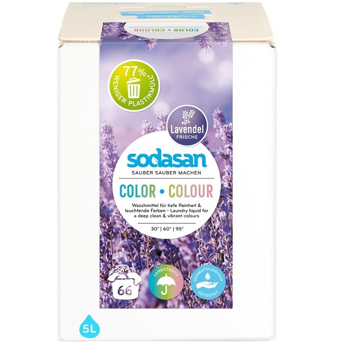 Detergent lichid pentru rufe albe si colorate cu lavanda 5 L Sodasan