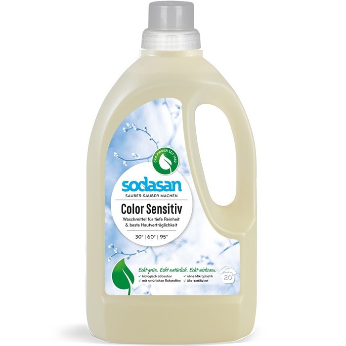 Detergent lichid pentru rufe colorate Sensitiv, fara parfum 1.5L Sodasan