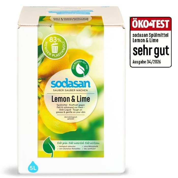 Detergent lichid bio de vase cu lamaie si lime  5L Sodasan