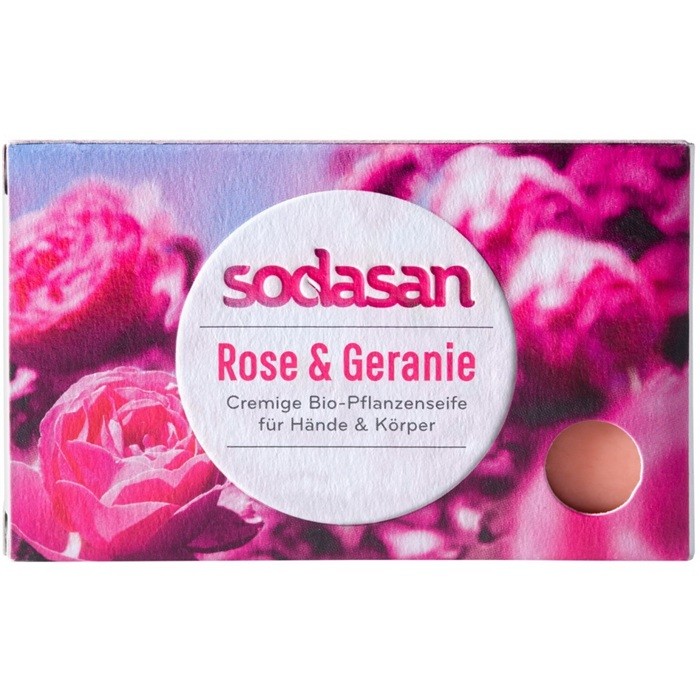 Sapun bio cu trandafir si geraniu 100g Sodasan