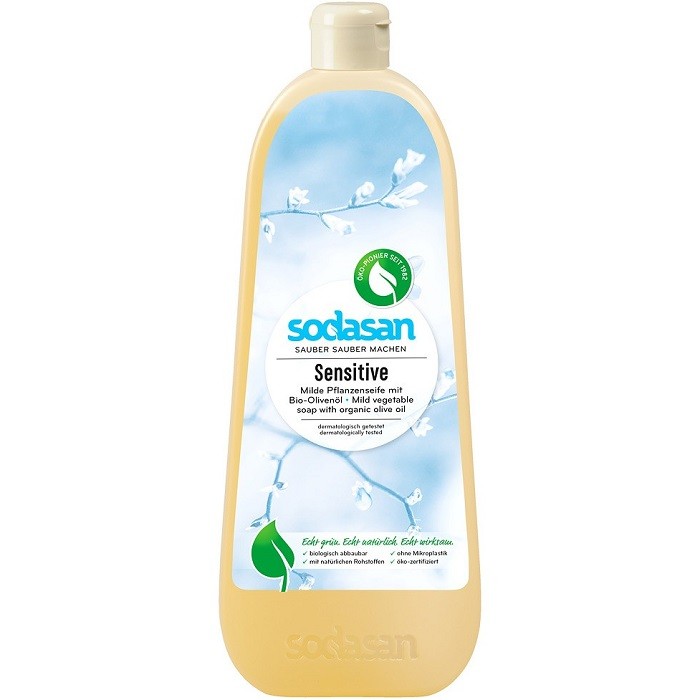 Sapun lichid pentru ingrijire naturala Sensitiv, fara parfum 1 litru Sodasan
