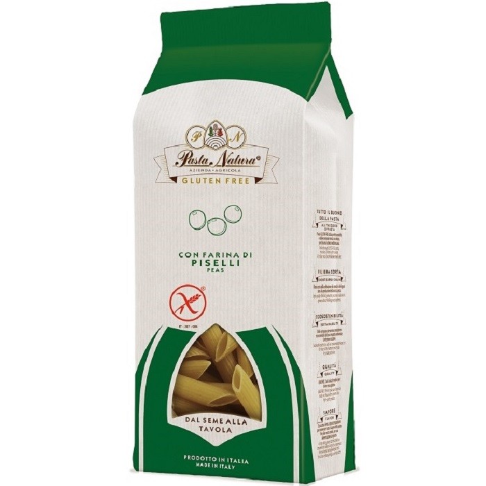Penne din mazare verde bio, fara gluten 250g Pasta Natura