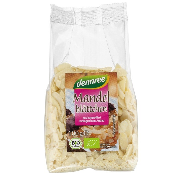 Migdale bio decojite si feliate 100g Dennree