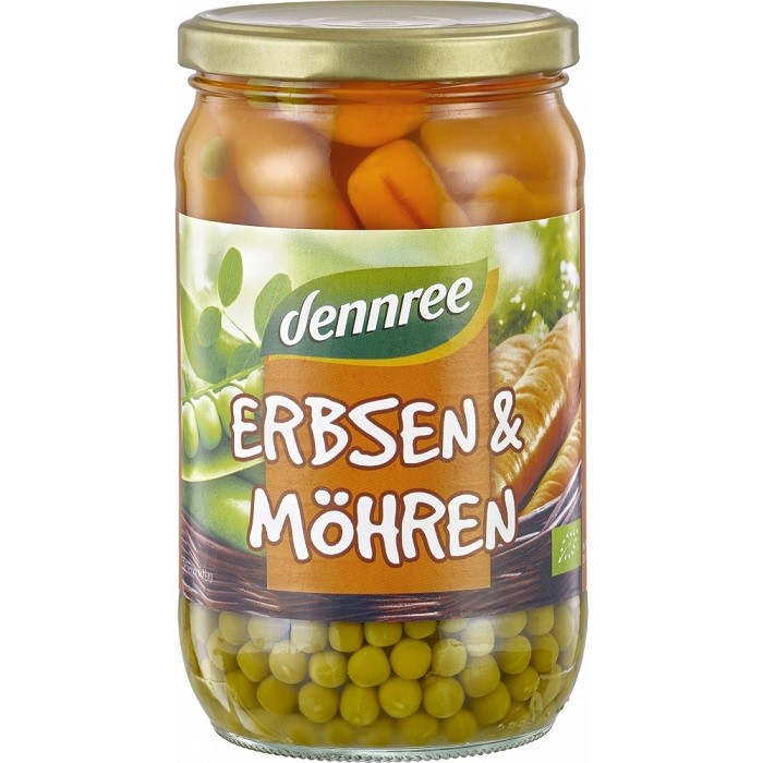 Mazare cu morcovi bio, la borcan 680g Dennree