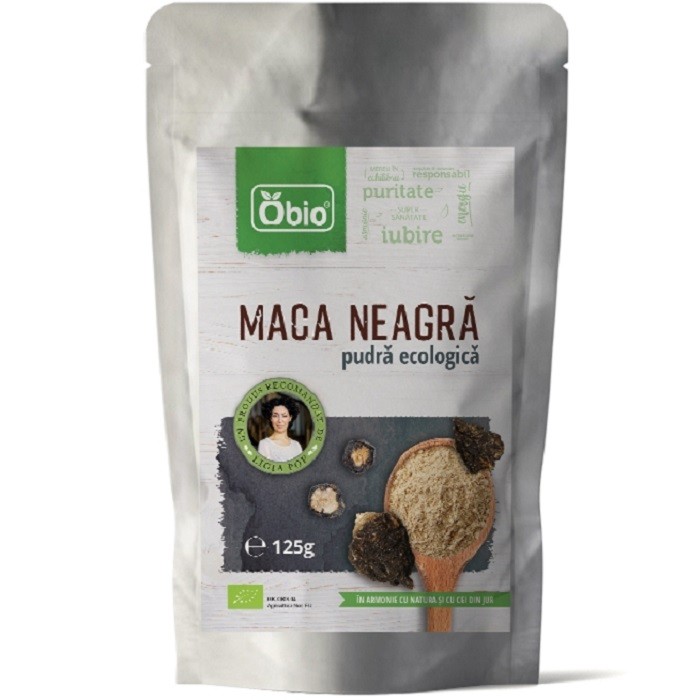 Maca neagra pudra raw bio 125g Obio