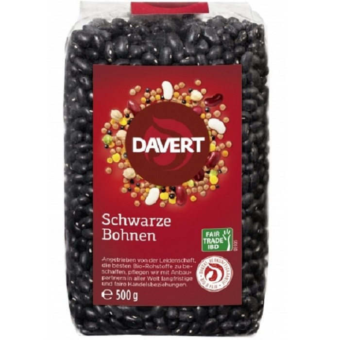 Fasole neagra boabe bio 500g Davert