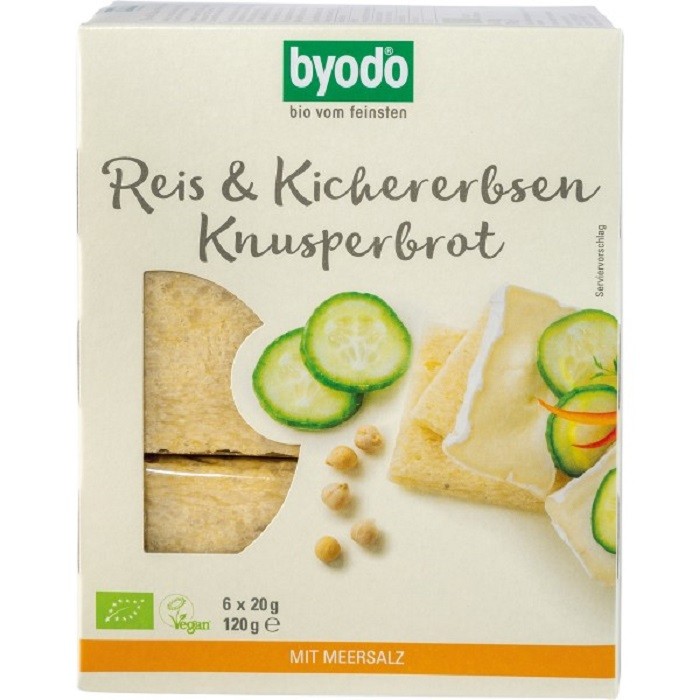 Paine crocanta cu orez si naut bio, fara gluten 120g Byodo