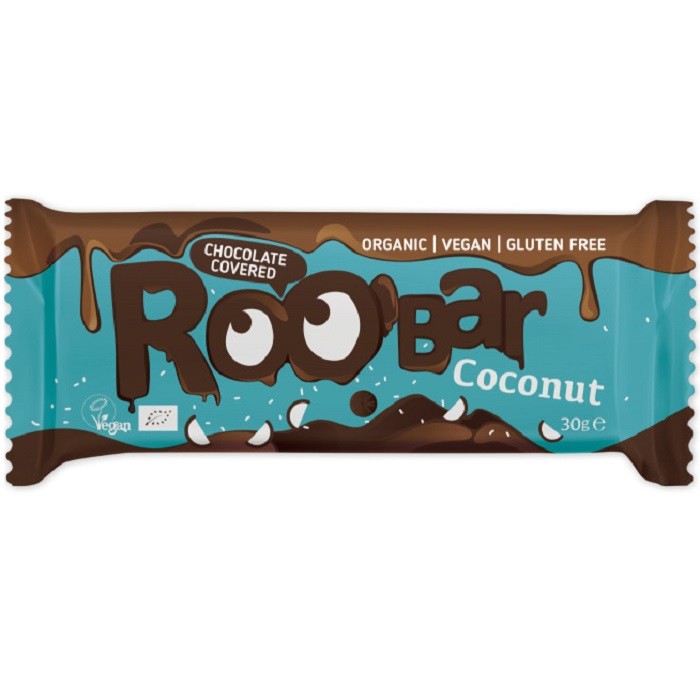 Baton cu cocos invelit in ciocolata bio 30g Roobar