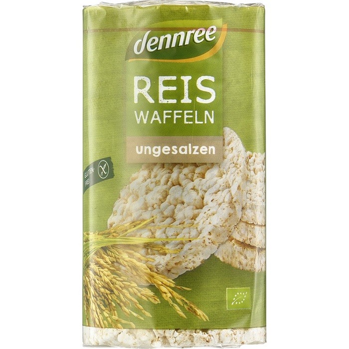 Rondele din orez expandat fara sare bio, fara gluten 100g Dennree