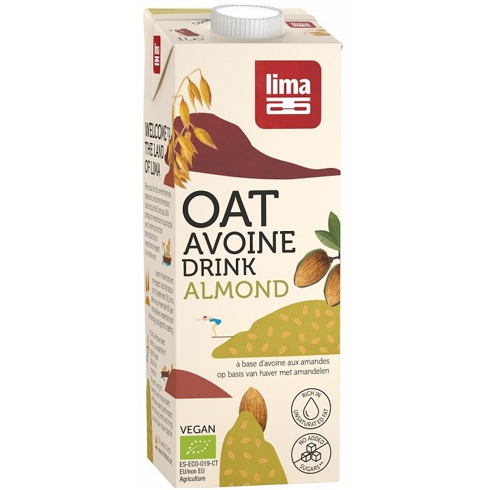 Bautura vegetala de ovaz cu migdale bio vegan, fara zahar 1L Lima