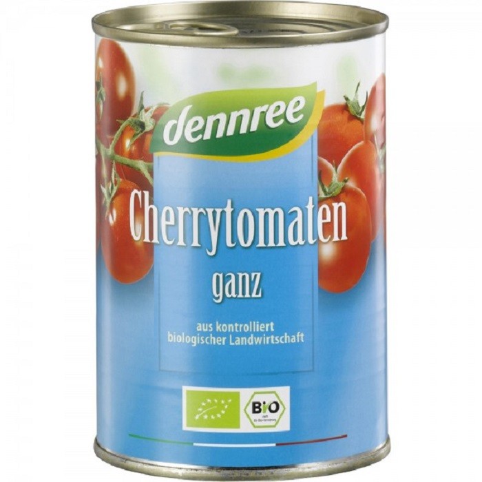 Rosii cherry intregi bio, conserva 400g Dennree