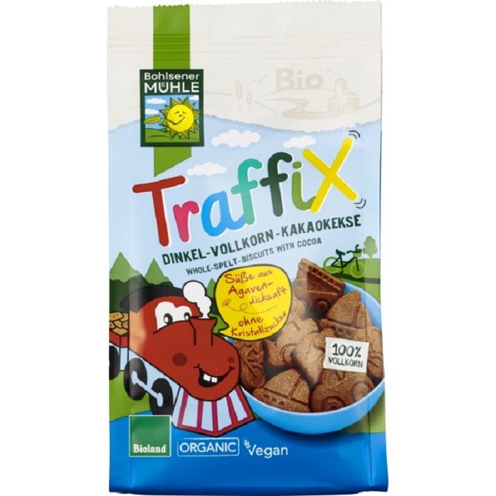 Biscuiti din spelta cu ciocolata, indulciti cu agave bio 125g Bohlsener Muehle