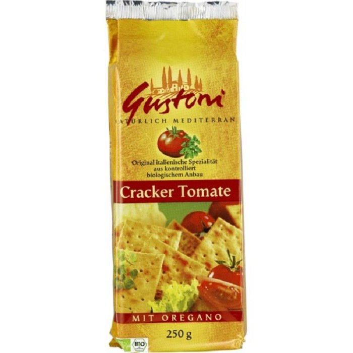 Biscuiti crocanti cu tomate si oregano bio 250g Gustoni
