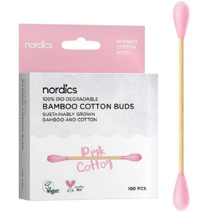 Betisoare din bumbac si bambus (roz) 100 buc Nordics