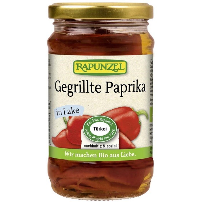 Ardei copt in saramura bio, la borcan 310g Rapunzel
