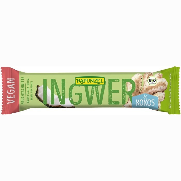 Baton cu ghimbir si cocos, vegan bio 40g Rapunzel