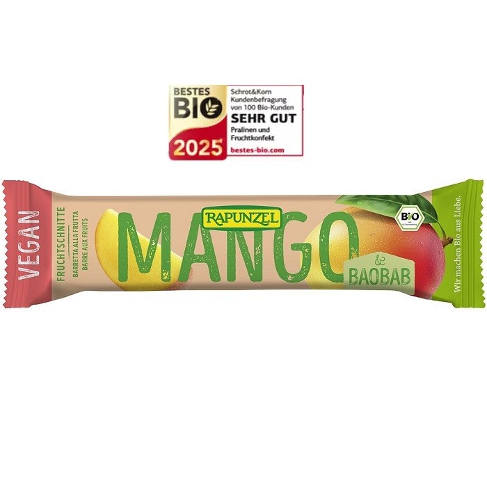 Baton de fructe cu mango si baobab, bio vegan 40g Rapunzel