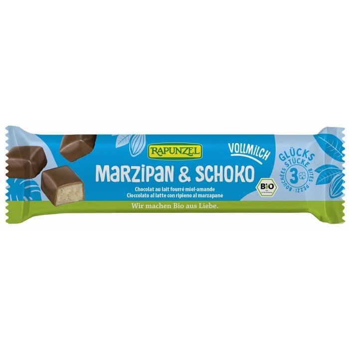 Baton de martipan cu glazura din lapte integral bio 40g Rapunzel
