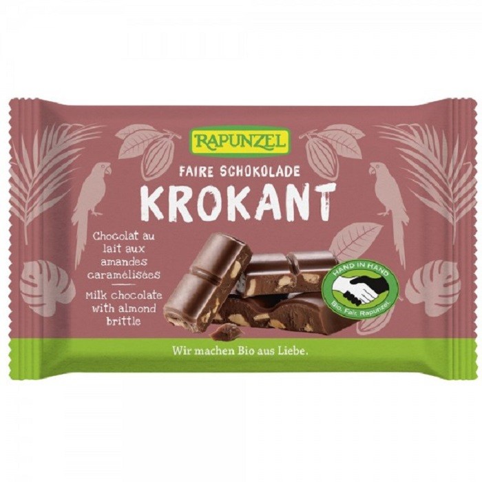 Ciocolata bio cu migdale crocante Cristalino 100g Rapunzel