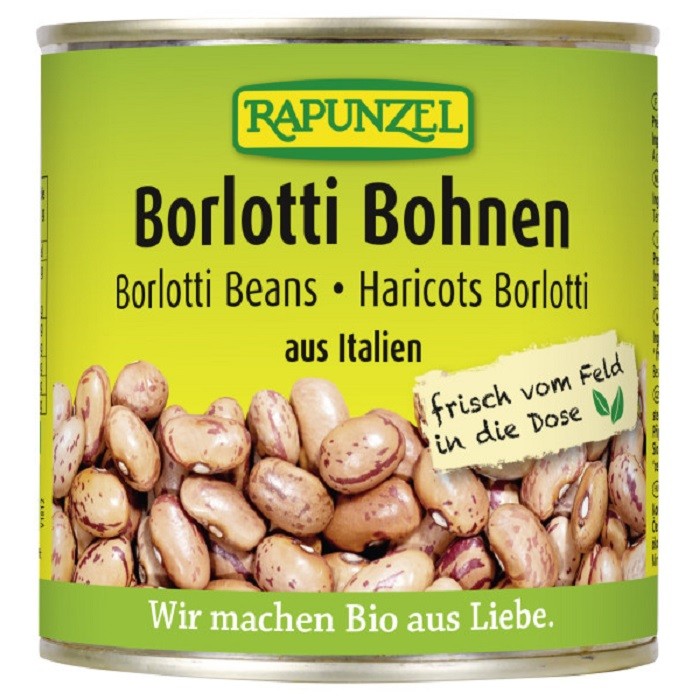 Fasole Borlotti bio, conserva 500g Rapunzel