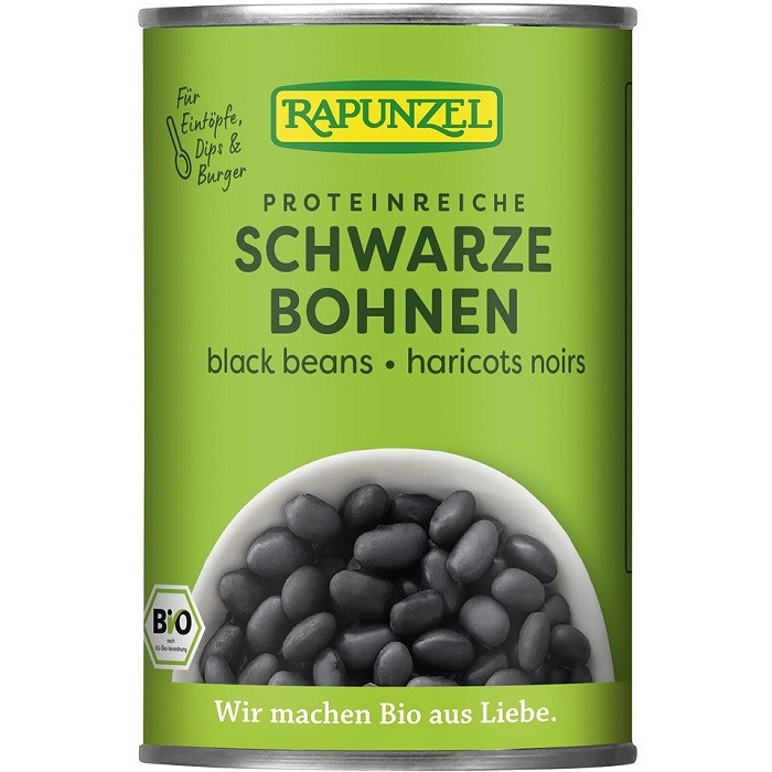Fasole neagra bio, conserva 400g Rapunzel