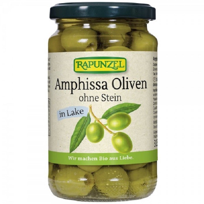 Masline Amphissa verzi bio, fara samburi, in saramura 315g Rapunzel