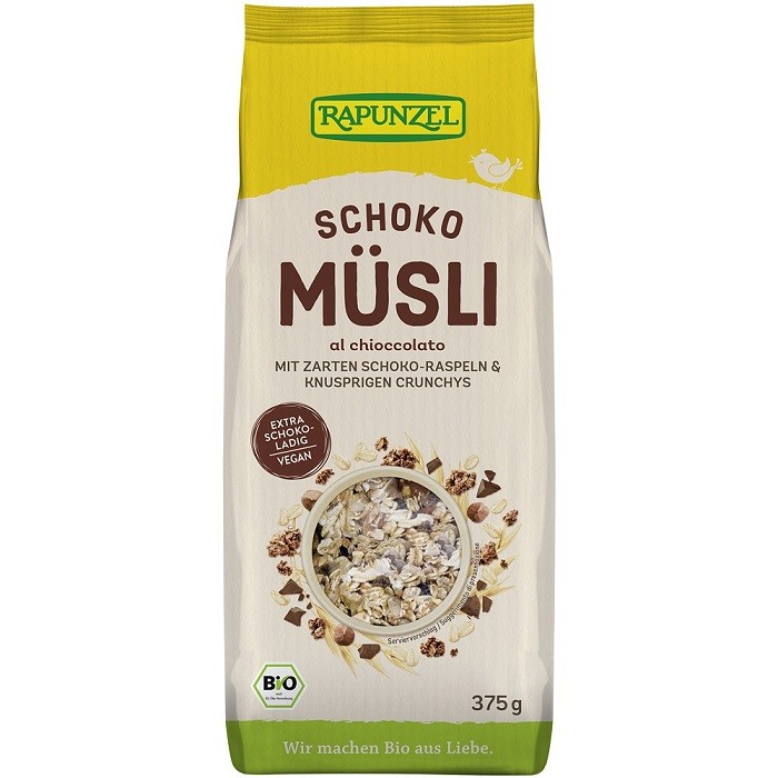 Musli cu ciocolata si amaranth bio, vegan 375g Rapunzel