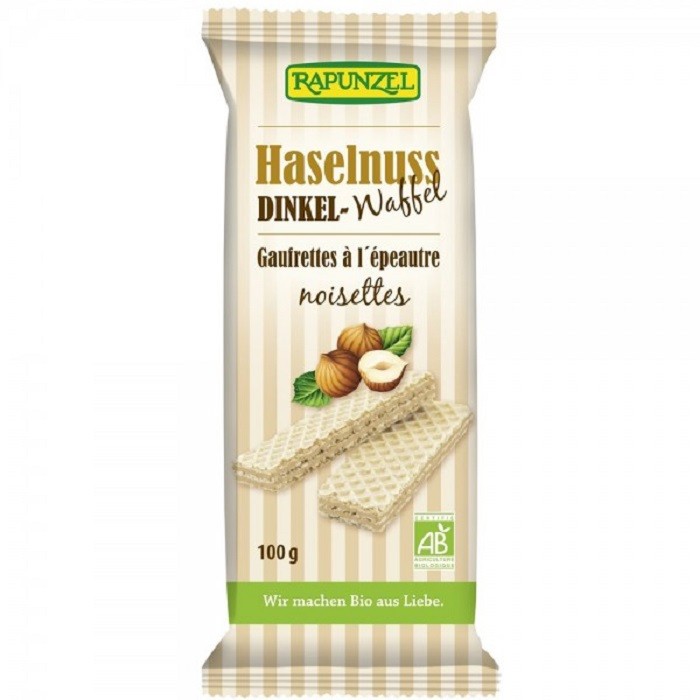 Napolitane cu crema de alune bio 100g Rapunzel