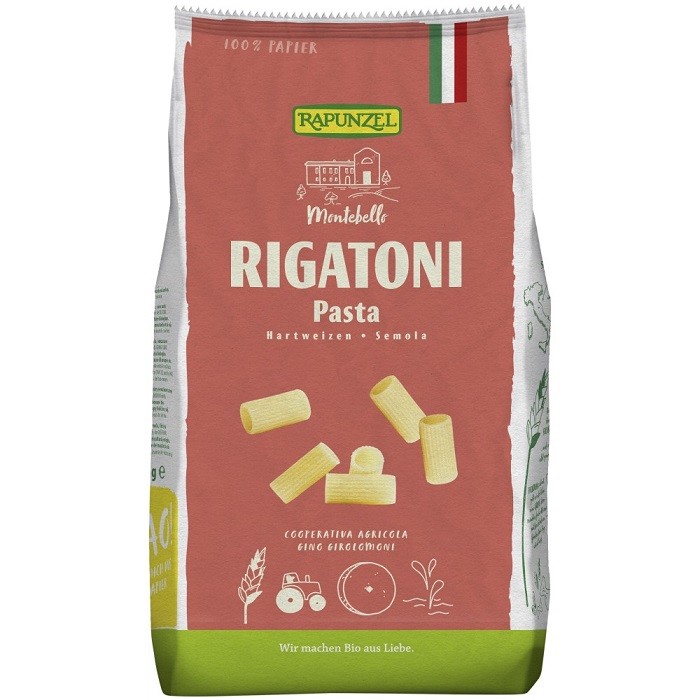 Rigatoni semola din gris de grau dur bio 500g Rapunzel