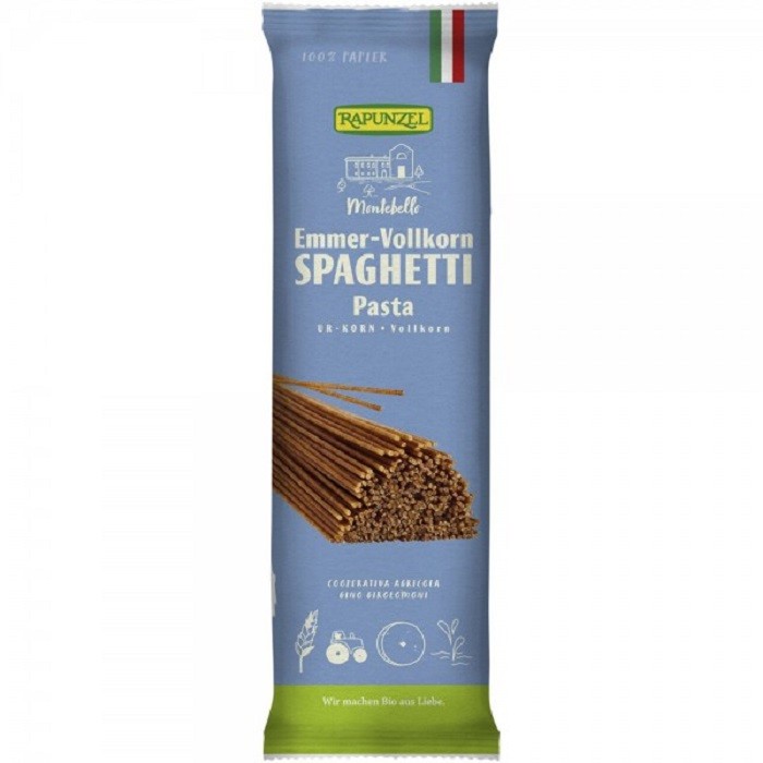 Spaghetti din grau integral Emmer bio 500g Rapunzel
