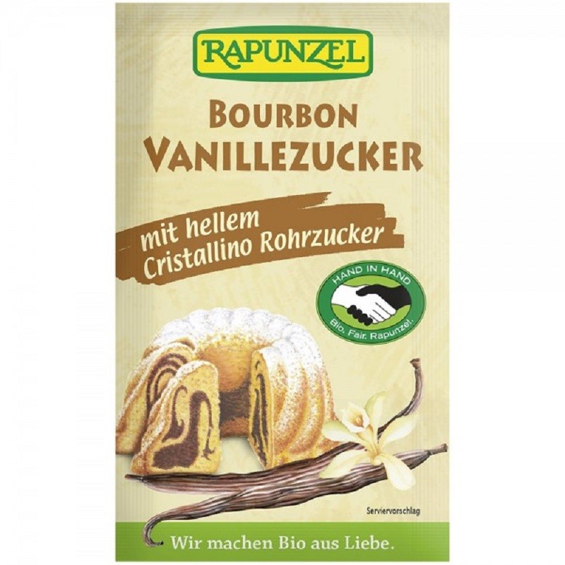 Zahar de trestie alb cu vanilie Bourbon bio 4*8g Rapunzel