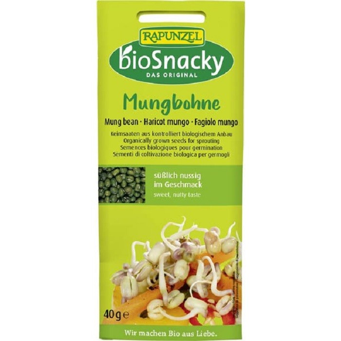 Seminte de fasole mung bio pentru germinat 40g Rapunzel BioSnacky