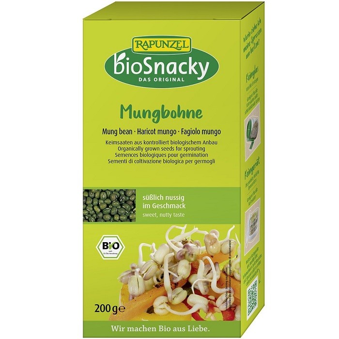 Seminte de fasole mung bio pentru germinat 200g Rapunzel BioSnacky