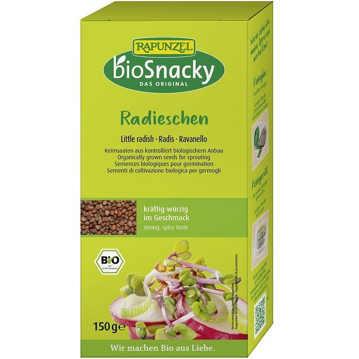 Seminte de ridiche bio pentru germinat 150g Rapunzel BioSnacky