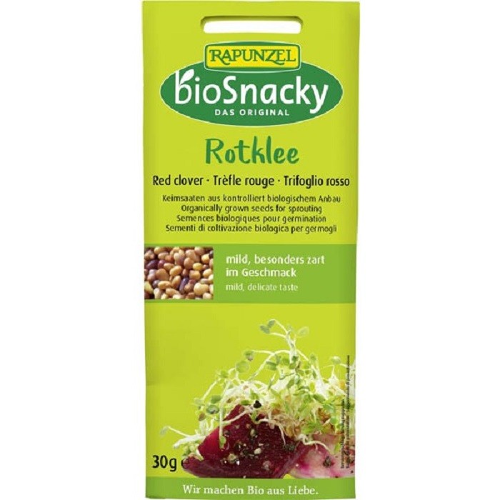 Seminte de trifoi rosu bio pentru germinat 30g Rapunzel BioSnacky