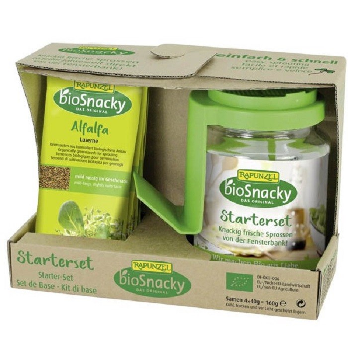 Set Starter - seminte bio si borcan pentru germinat bio Rapunzel BioSnacky