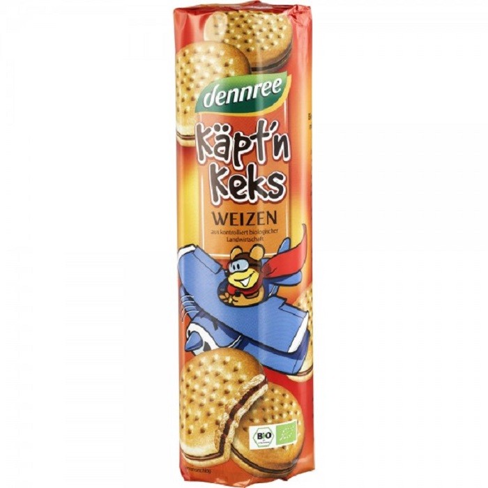 Biscuiti din grau umpluti cu crema de cacao bio 330g Dennree