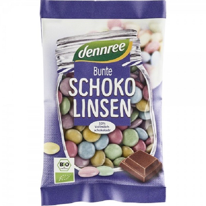 Bomboane colorate cu ciocolata de lapte bio 100g Dennree