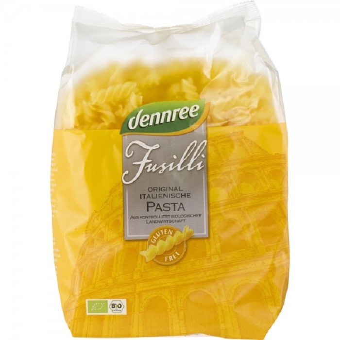 Fusilli din porumb si orez fara gluten bio 500g Dennree