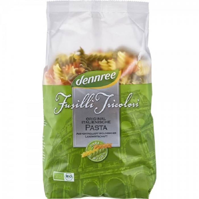 Fusilli tricolore din grau dur bio 500g Dennree