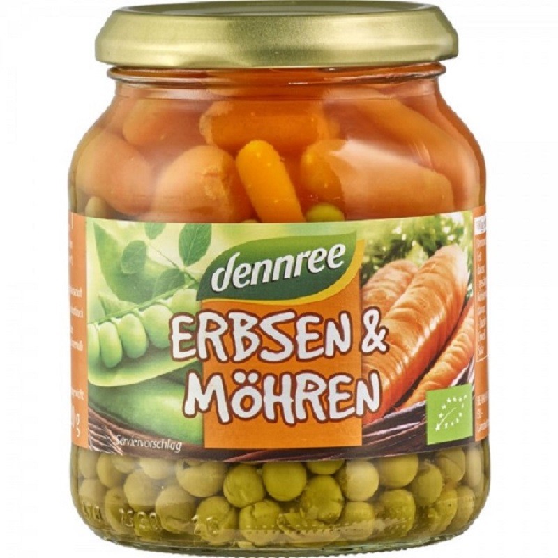 Mazare cu morcovi bio, la borcan 350g Dennree