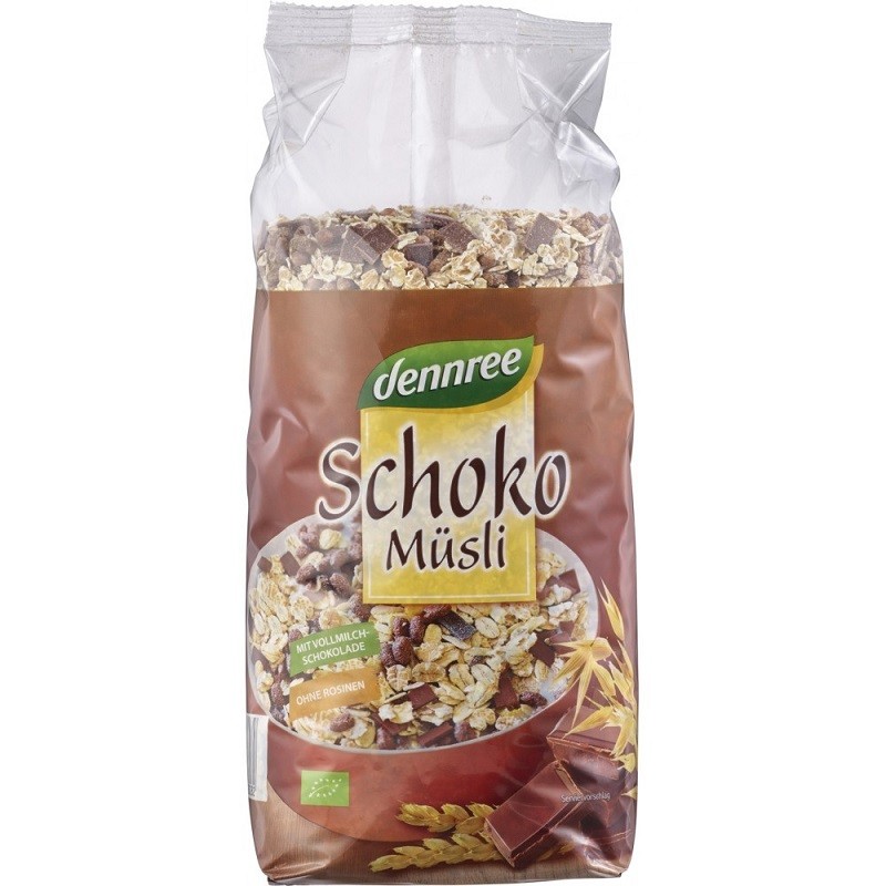 Musli bio cu ciocolata organica 750g Dennree