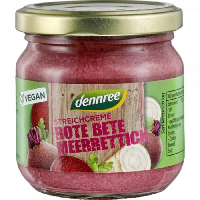 Pate vegetal cu sfecla rosie si hrean bio 180g Dennree