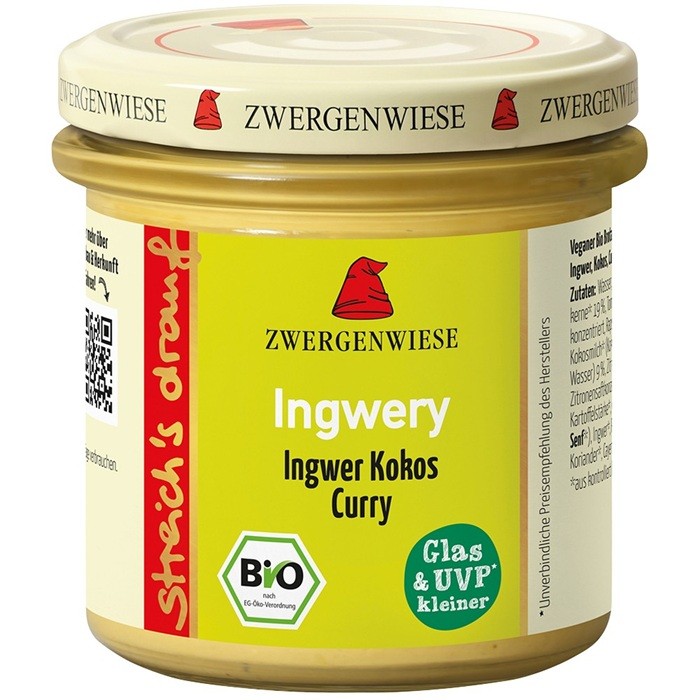 Crema tartinabila cu ghimbir, cocos si curry bio, fara gluten 135g Zwergenwiese